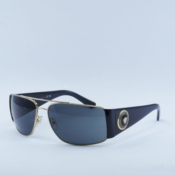 🕶️ New Versace VE2163 100287 Sunglasses - Gold/Black Frame, Grey Lenses